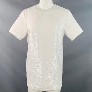 RtA Size S White Sequined Polyester Blend Long T-shirt